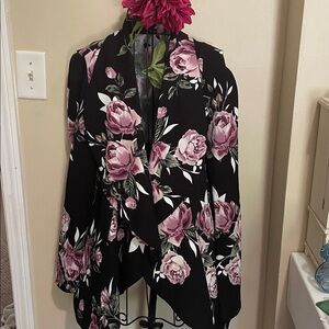Black and Pink Floral Blazer